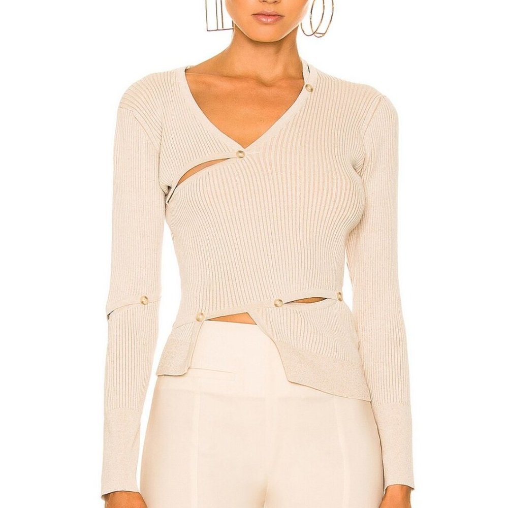 Jacquemus Tordu Cardigan Top Beige